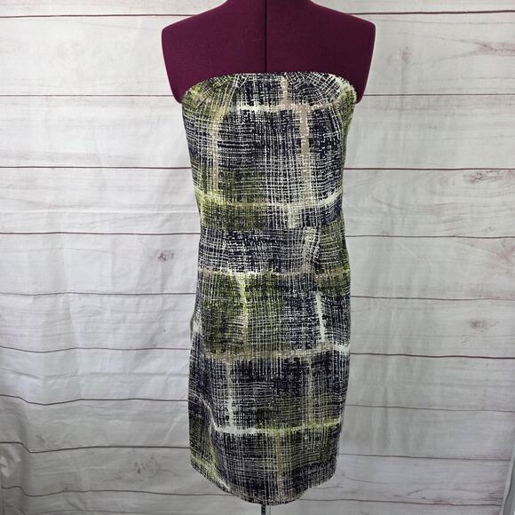Edme & Esyllte Strapless Dress Womens 10 Green Anthropologie Side Zip Lined - Picture 1 of 14